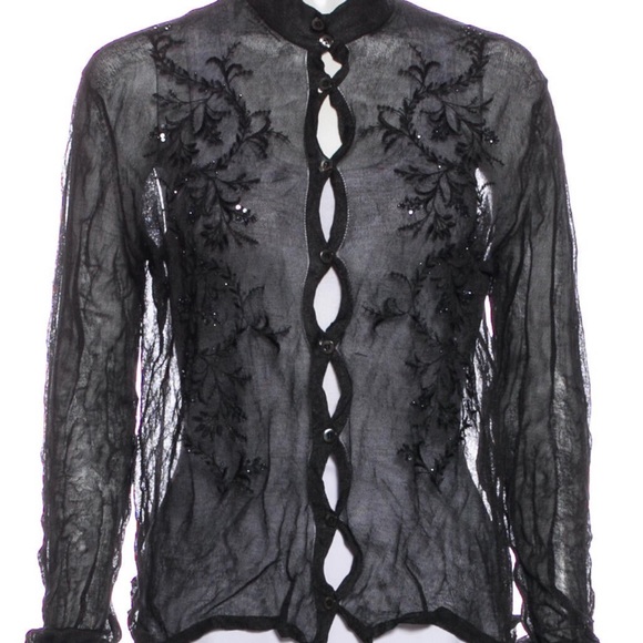SOLD GUCCI Sheer Black Embellished Knit Cardigan - Picture 4 of 4